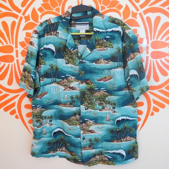 Halekulani Other - Halekulani Blue Islands Hawaiian Shirt L